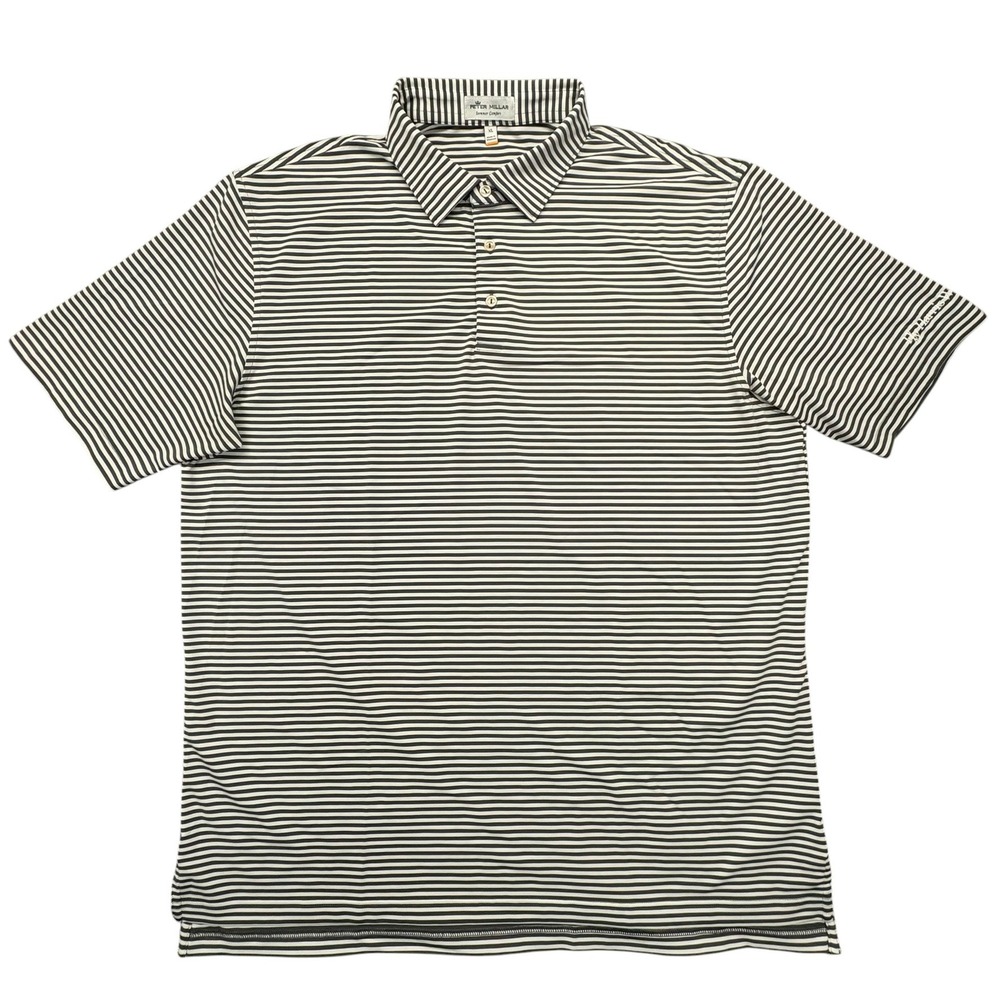 Peter Millar Summer Comfort Polo Shirt Mens XL Black White‎ Striped Performance